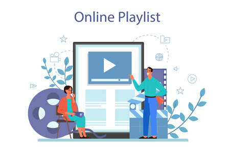 Film directing online service or platform. Idea of creative peopleのイラスト素材
