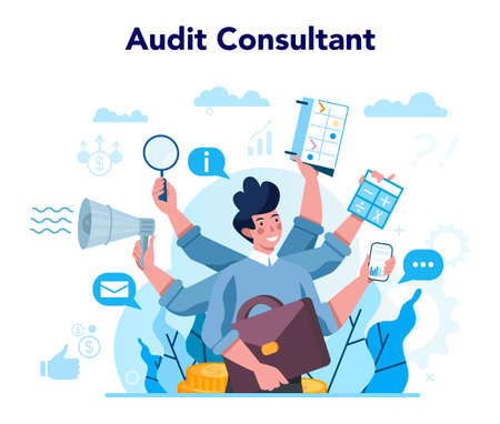 Audit consultant concept. Business operation research and analysis.のイラスト素材