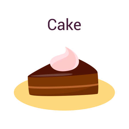 Cake slice. Pastry for holidays. Sweet delicious cream and chocolate.のイラスト素材