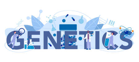 Genetics typographic header concept. Medicine and scienceのイラスト素材