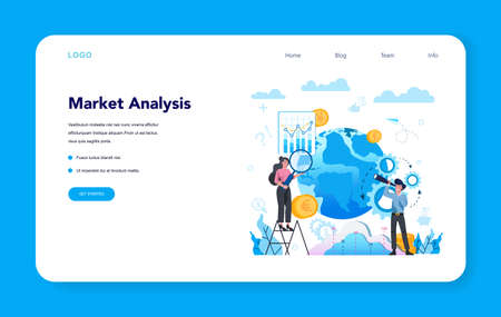 Financial analyst or consultant web banner or landing page. Businessのイラスト素材
