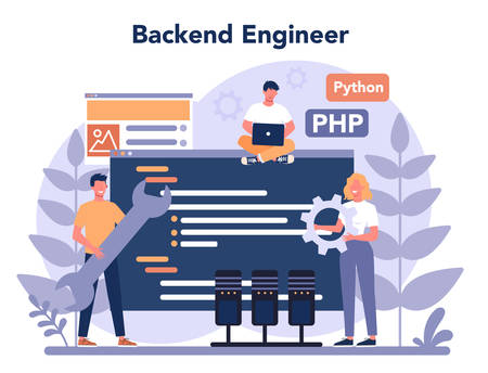 Back end development concept. Software development process.のイラスト素材