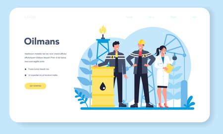 Oilman and petroleum industry web banner or landing pageのイラスト素材
