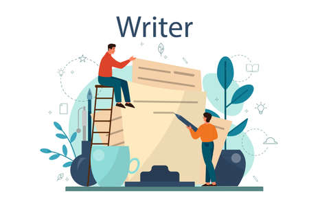 Professional writer or journalist concept illustration. Idea of creativeのイラスト素材