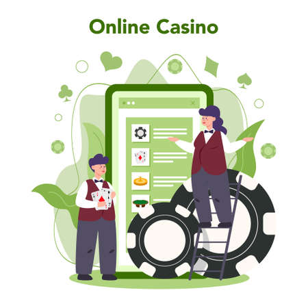 Croupier concept. Dealer in casino near roulette table. Personのイラスト素材