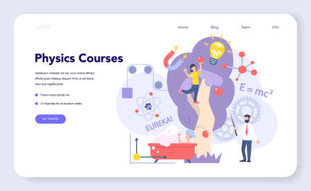 Physics school subject web banner or landing page. Scientistのイラスト素材