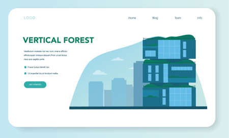 Ecology web banner or landing page. Eco-friendly house buildingのイラスト素材