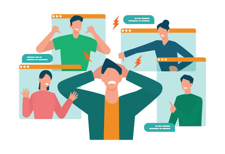 Cyberbullying concept. Online harassment with unfriendly meanのイラスト素材