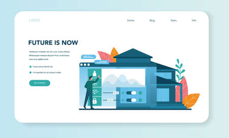 Smart home web banner or landing page. Idea of wirelessのイラスト素材