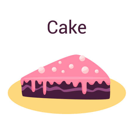 Cake slice. Pastry for holidays. Sweet delicious cream and chocolate.のイラスト素材