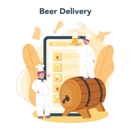 Brewery online service or platform. Craft beer production, brewingのイラスト素材