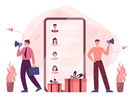 Referral program concept. People making money and working in referralのイラスト素材