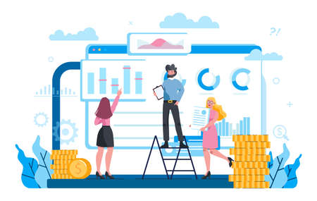 Economics and finance online service on a laptop screen.のイラスト素材