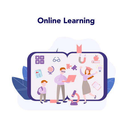 Online education concept. Idea of study remotely using internet.のイラスト素材