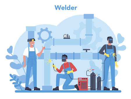 Welder and welding service concept. Professional welderのイラスト素材