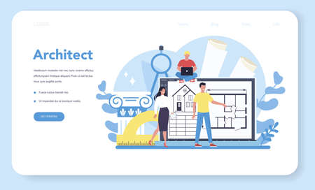 Architecture web banner or landing page. Idea of building projectのイラスト素材
