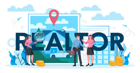 Qualified real estate agent or realtor typographic header concept.のイラスト素材