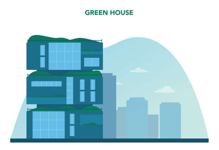 Ecology concept. Eco-friendly house building with vertical forestのイラスト素材