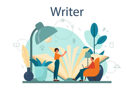 Professional writer or journalist concept illustration. Idea of creativeのイラスト素材