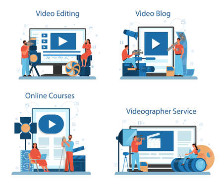 Video production or videographer online service or platform set.のイラスト素材