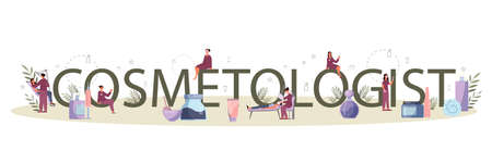 Cosmetologist concept, skin care and treatment. Young womanのイラスト素材