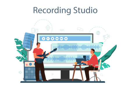 Sound engineer online service or platform. Music productionのイラスト素材