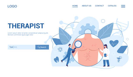 Therapist doctor examine a patient web banner or landing page.のイラスト素材