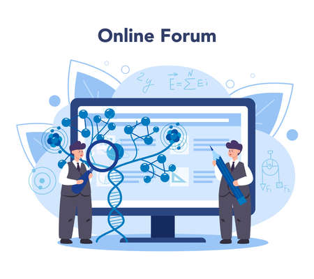 Physics online service or platform. Scientist explore electricityのイラスト素材