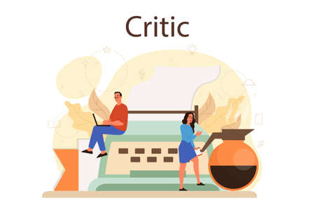 Professional critic concept. Journalist making review and ranking foodのイラスト素材