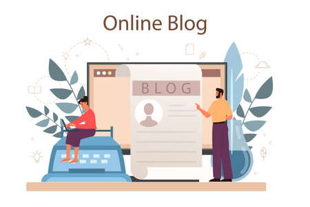 Online blog. Sharing media content in the internet. Idea of social media and network. Isolated flat vector illustrationのイラスト素材