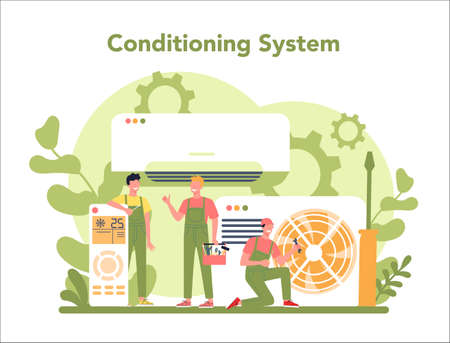 Air conditioning repair and instalation service concept. Repairman