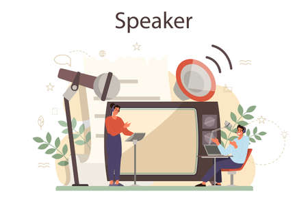 Professional speaker, commentator or voice actor concept. Pesonのイラスト素材