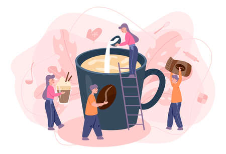 Barista concept. Bartender making a cup of hot coffe. Energeticのイラスト素材