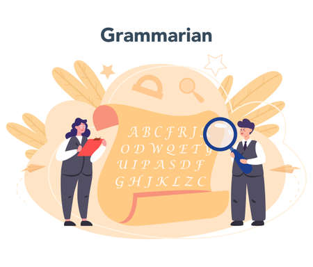 Philologist concept. Professional scientist studying a languageのイラスト素材