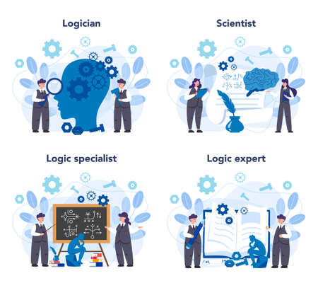 Logician concept set. Scientist systematicly study of the formsのイラスト素材