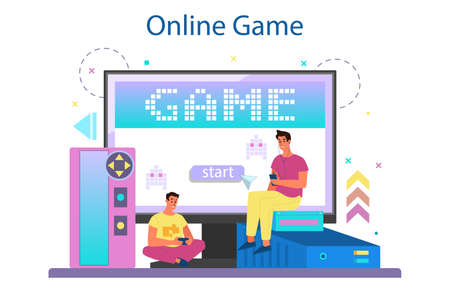 Professional gamer online service or platform. Person play onのイラスト素材