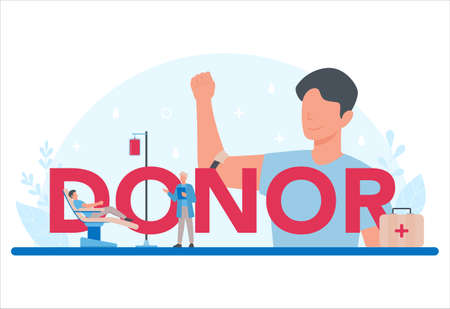Donor typographic header concept. Give blood and save life, becomeのイラスト素材