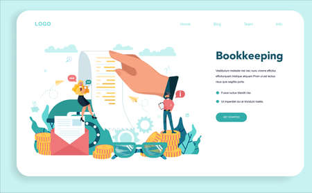 Accountant web banner or landing page. Professional bookkeeper.のイラスト素材