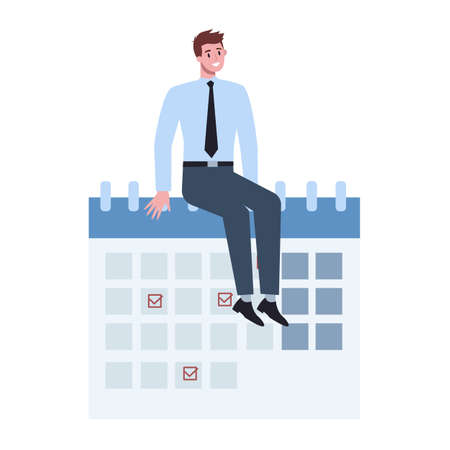 Businees character do planning concept. Idea of business plan and strategy. Setting a goal or target and following schedule. Isolated flat illustrationのイラスト素材