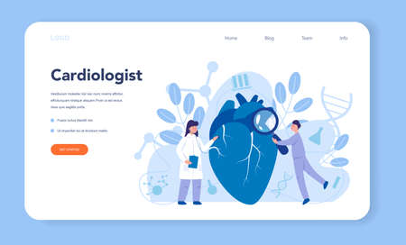 Cardiology web banner or landing page. Doctor deal withのイラスト素材