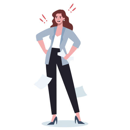 Stressed and angry business person. Female character are shoutingのイラスト素材
