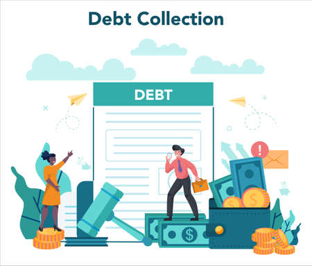 Debt collector concept. Pursuing payment of debt owed by personのイラスト素材