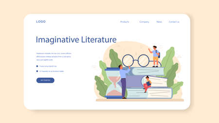 Literature school subject web banner or landing page. Webinarのイラスト素材