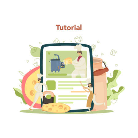 Cheese maker online service or platform. Professional chef makingのイラスト素材