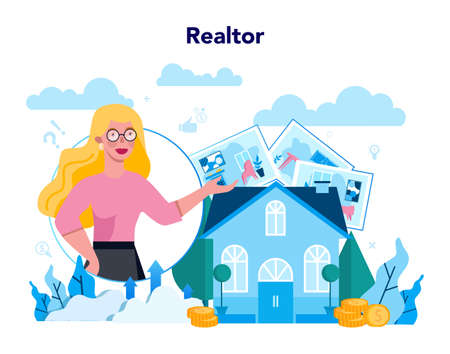 Qualified real estate agent or realtor concept. Realtor assistanceのイラスト素材