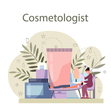 Cosmetologist concept, skin care and treatment. Young womanのイラスト素材