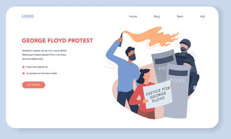 Black lives matter web banner or landing page. Protester callのイラスト素材