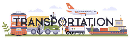 Transportation sector of the economy typographic header. Airlines,のイラスト素材