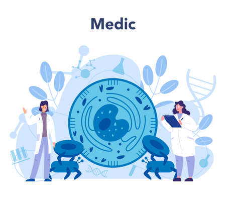 Nanomedic. Scientists work in labarotary on nanotechnology.のイラスト素材