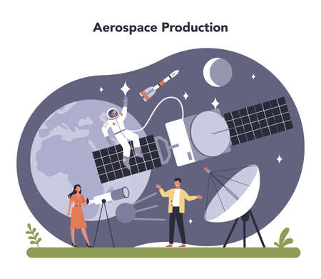 Aerospace industry. Cosmos production and technology. Globalのイラスト素材